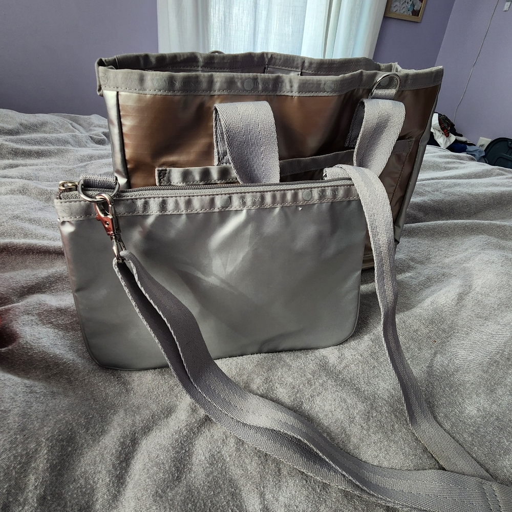 Lesportsac structured east west tote crossbody with pouch opal mist